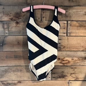 DKNY striped one-piece swimsuit